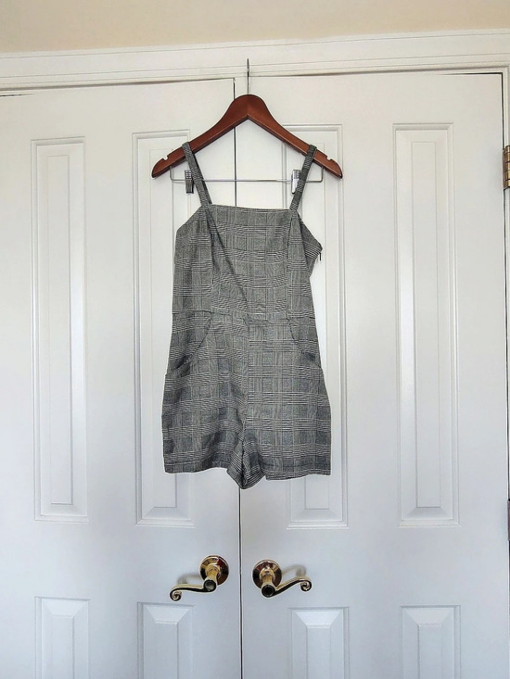 Houndstooth Black And White Plaid Romper